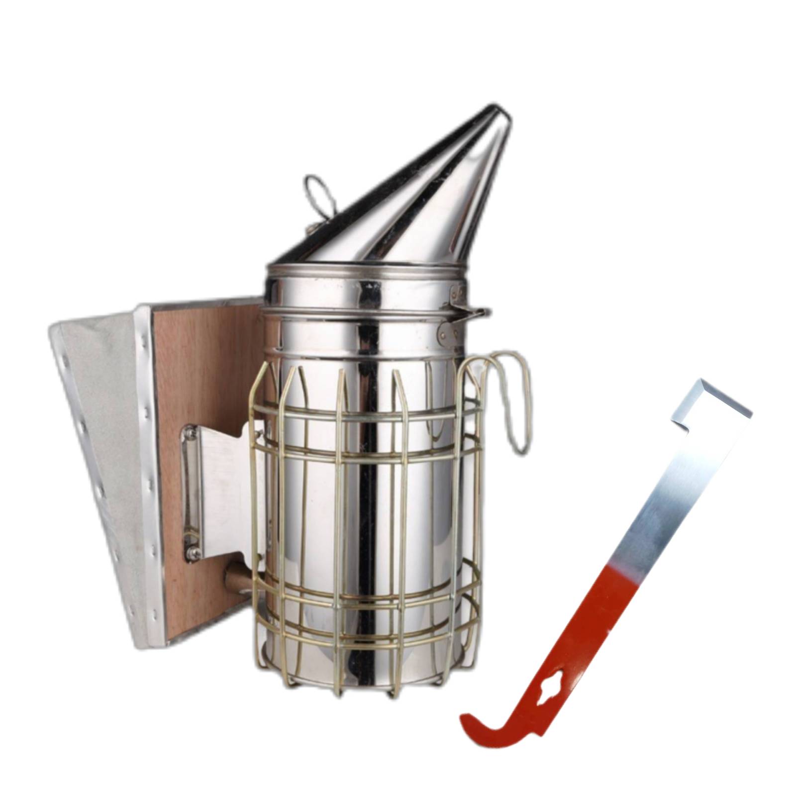 Bee Smoker Tool - 2-in-1 Edelstahl-Bienenrauchgerät-Set Imker-Starter-Kit J-Haken Bienenstockwerkzeug Imkereibedarf